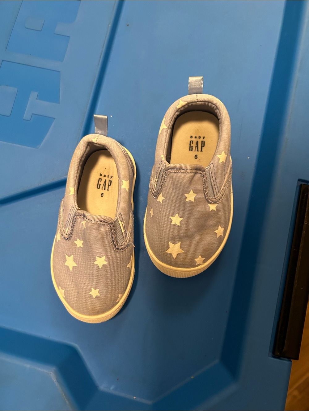 GAP Star Print Slip-On Kids Shoes - Light Blue Sz 6